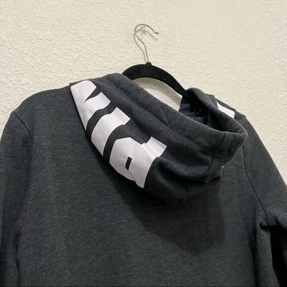 PINK Victoria's Secret Spell Out Logo Hoodie 1/4 Zip Pullover Gray Womens Sz M - Picture 8 of 11